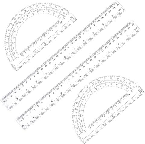4 Pack Transparentes Geometrie Lineal Set Kunststoff Lineal 30cm Kunststoff Winkelmesser Transparente Schulbedarfs Lineale,Transparentes Lineal Lineal 30 Cm Grundschule für Schule
