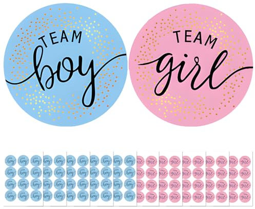 120 Pezzi Baby Shower Adesivi Etichette,gender reveal party Decorazioni, Etichette Team Boy Team Girl, Stickers Genere Rivelare, Stelle Blu e Rosa Kit Festa Rivelazione Sesso Bambino