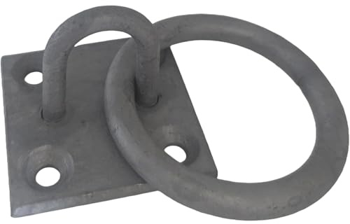 Steel Ring on Plate Anchor Point | Heavy-Duty Hook Loop Bracket for Chain, Gate, Fence, Wall, Ceiling, Swing, Rope & Suspension | Durable M6 Fixing Holes for Secure Mounting Indoors & Outdoors