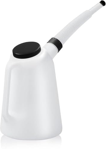 Jarra de medición con cuello flexible y tapa compatible con combustible, liquido frenos, y No acidos, 1 litro