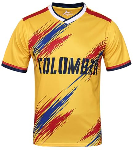 Europapokal fotbollströja, fantröja, träningströja, stretch, ledig, kortärmad, andas, tryck, fotbollströja, män, kvinnor, amerikansk kupa, sportskjortor, Colombia, S