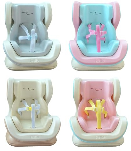LisaMo Car Safety Seat for Plush Dolls 15-20cm – Compatible with LABU Style Kawaii Mascots, Mini Sofa Chair for Collectible Plush Figures, Air Vent & Desk Display Removable Base (Baby Blue)