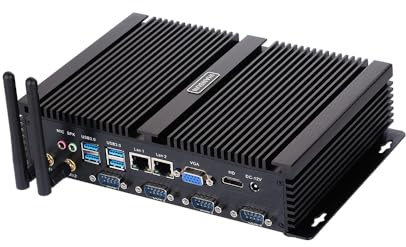 ANDAQI Fanless Industrial PC, Mini Computer, Celeron 1037U, Windows XP / 11 or Linux Ubuntu, IM02, VGA, HDMI, 2 x LAN, 4 x COM, 4 x USB2.0, 4 x USB3.0, 0 RAM, 0 Storage, Barebone No System