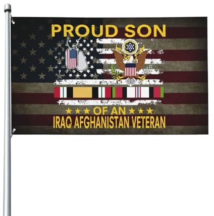 Vintage stolt son en afghanistan- och Irak-veteran hos oss husflaggor UV-resistent banner dubbelsöm flagga 90 x 150 cm för inomhus fest trädgård