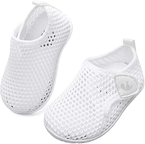 JOINFREE Toddler Shoes for Baby Boys Girls Water Shoes Breathable Lightweight Quick-Dry Aqua Shoes for Beach Pool & Swimming Non-Slip Summer Slippers White 6-12 Months
