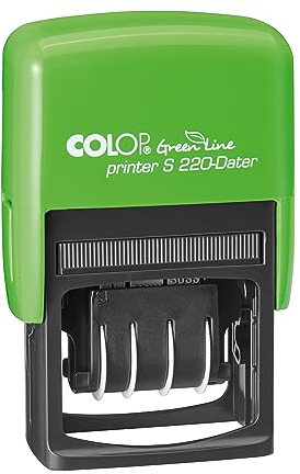 Colop Datumstempel Printer S 220 Green Line, Datum in deutsch, umweltfreundlich aus mind. 80% Recyclinganteil 127728 schwarz/grün, 6,6 x 4,10 x 11,10 cm