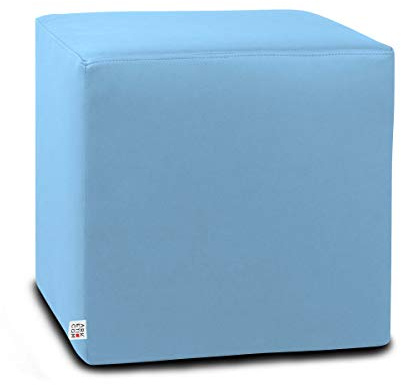 ARKETICOM Dado Pouf Poggiapiedi CUBO Ecopelle Sfoderabile Puff Celeste 35 cm