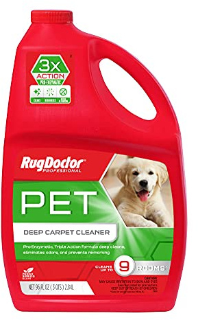 Rug Doctor Pet Carpet Cleaner, 96 oz., Pro-Enzymatic Formula with 3X Action - Cleans, Deodorizes, & Deters Remarking, Concentrated Solution, Professional Grade for Pet Stains & Odors