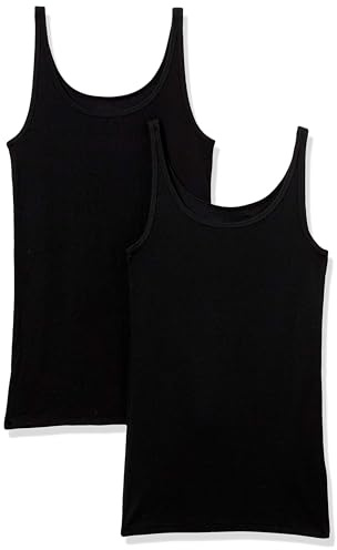 Amazon Essentials Canotta Slim con Spalline Sottili Donna, Pacco da 2, Nero, XXL