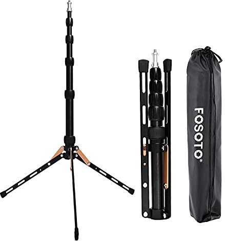 FOSOTO 48Pulgadas/123Cm Soporte para Iluminación Fotografía Trípode de Luz Trípode Proyector Ajustable y Plegable para Reflector Softbox Luces Paraguas Flash con Bolsa de Transporte