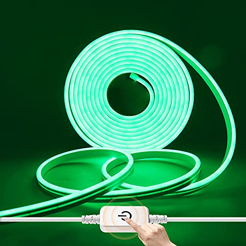HEGEHE Dimmbar Neon LED Streifen, 12V 2835 LED Strip Wasserdicht Diffusion Silikon Neon Flex LED Lichtband Schlauch für Innen Aussenbereich Heim Küche DIY Deko (Grün, 2M)
