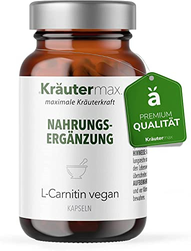 NEU! Kräutermax L Carnitin Kapseln Hochdosiert | Aminosäure L Carnitin Vegan und Rein | Pemiumqualität ganz nach originaler Kräutermax Rezeptur | L-Carnitin Kapseln | Carnitin | 1 x 60 Stück