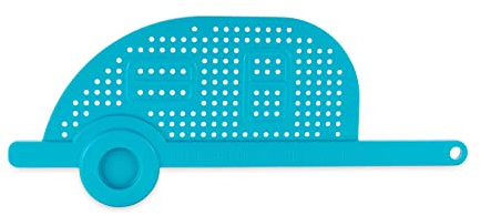 Camco Life is Better at The Campsite RV-Shaped Pot Drainer | Features a Handle for Safe and Easy Draining, an Easy-to-Clean Durable Teal Design, and is Dishwasher Safe (53385)
