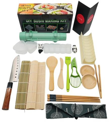 Estorefusion 19-Piece Premium Sushi Kit – Easy to Use with Beginner-Friendly Bazooka Roller, Cutting Mold, Professional Chef’s Choice Bamboo Mats, Sushi Knife, Chopsticks & Complete Sushi Making Set
