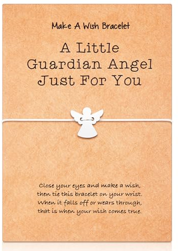 Fiada Schutzengel Armband Silber Handgefertigtes Glücksbringer Armband mit Metall Engel Anhänger für Frauen Familie Freunde Geburtstag Schmuck Geschenk (Weiß)