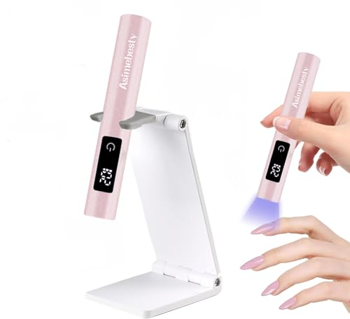 Asimebesty UV Lampe für Gelnägel, Wiederaufladbar Mini U V LED Lampe für Nägel, Kleine UV Nagellampe für Gel Nagellack mit Ständer, 20/60/90S, zum Aushärten von Nagelkleber Nail Tips, Rosa