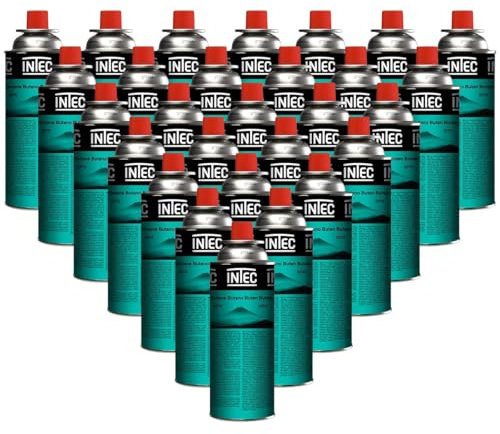 INTEC - Pack 28 Cartouches Gaz Butane 227g UN2037 | Bouteilles Sécurisées sans Fuite pour Réchaud de Camping Plancha Chalumeau Cuisine et Désherbeur Thermique Polyvalent
