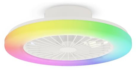 BKZO moderne Smart-LED-Deckenleuchte mit Ventilator, RGB Deckenventilator-Leuchten, 6 Lüftungsgeschwindigkeiten, stufenlos dimmbares Licht für Wohnzimmer, Schlafzimmer, Büro, 3000-5500 K(weißer 50CM)