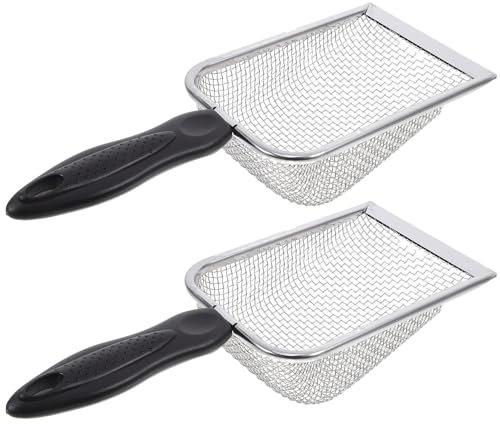 Alasum 2pcs Beach Mesh Shovel and Sand Dig Shovel Set Stainless Steel Portable Handheld Sift Tool for Seashell Collecting and Pet Litter Cleaning
