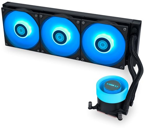 Lian Li GA II Lite 360 RGB AIO Liquid Cooler Black – with Infinity Mirror, 3x ARGB Fans, 360mm Radiator, Rotatable Logo