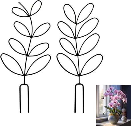 2 Pcs Tuteur Plante Grimpantes en Pot, 31,5 cm Support Plante Grimpante Exterieur Intérieur, Métal Treillis pour Plantes Grimpantes, Supports pour Plantes Fleurs Jardin Terrasse(Style Feuille)