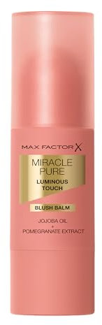 Max Factor Miracle Pure Luminous Touch Blush Balm, 30 Blushing Petal, Modulabile, Blush in stick cremoso, Finish luminoso, Formula vegana, 6 g, 30 Bluahing Petal