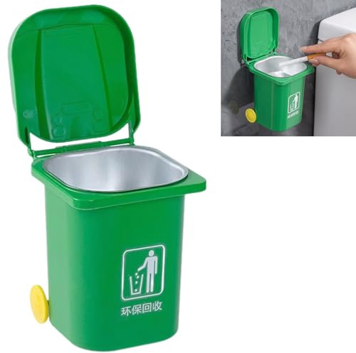 Smaoqingji Tischmülleimer Mini Desktop Mülleimers - 1er Pack, Grün, Mini Mülleimer mit Deckel, Eignet Sich für Badezimmerwände Flache Arbeitsflächen, Einen Sauberen Aufgeräumten Raum Schaffen
