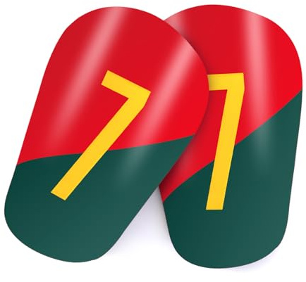 Ecoret-Pro 2 Pièces Mini Protege Tibia Foot, Protège Tibias de Football pour Enfants, Mini Protège-Tibias Légers pour Le Football pour Adolescents Adultes Garçons Filles (Rouge-Vert 7, XXS-9.5 * 6CM)