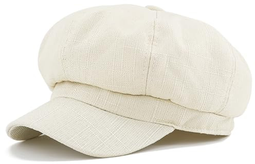 PivotWing Casquette Femme Respirant Confortable Chapeau Femme Doux Quotidien Casquette Gavroche Vintage Beret Coton Lin Chapeau Décontracté Mode Chic Bérets Casquettes Souple Chapeaux, Beige 56