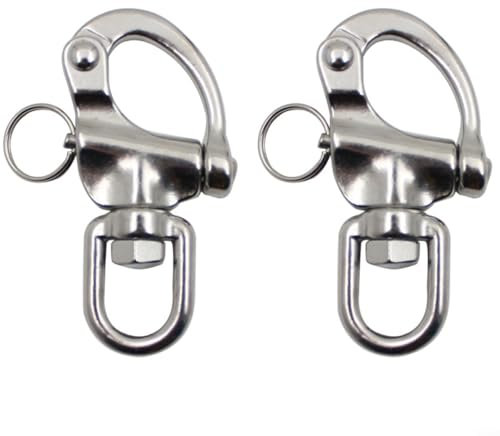 ZMdooreasy Gancho de acero inoxidable 316 de liberación rápida para barco marino con anillo giratorio de 360 grados, mecanismo de pasador de resorte de 70 mm de longitud, paquete de 2
