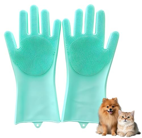 Guanti da Toelettatura per Animali Domestici, Guanti per Lavare i Cani, Guanti da Bagno in Morbido Silicone, Attrezzatura per la Pulizia del Cane, per Cani Gatti Coniglio