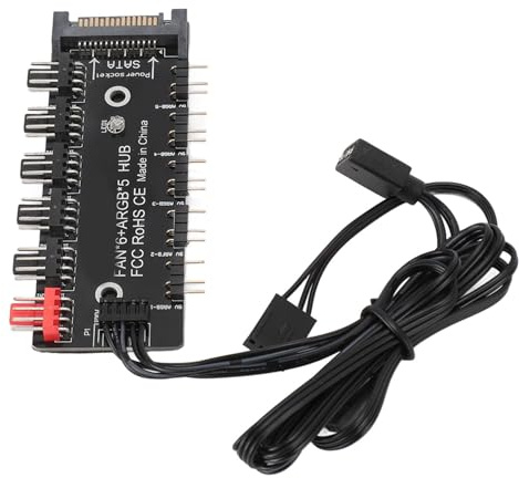 Yosoo Health Gear 2 in 1 Hub Splitter, 5 Ports 5V ARGB, 6 Ports 12V PWM, Addressable Fan Hub, SATA Power Supply for CPU Cooling, Compatible with PC Chassis