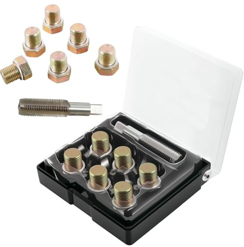 CashMuch Kit di attrezzi per la riparazione di filettature, 13 pezzi, M13-M20 x 1,5 mm, per tappo di scarico dell'olio, rubinetto in acciaio e matrice con scatola portaoggetti