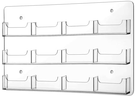 Gitohoni Porte-cartes de Visite Mural En Acrylique Transparent, Support de Rangement Multi-cartes avec Grand Espace de Rangement, Idéal pour Le Travail, 12 Poches
