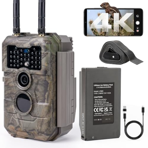 GardePro E6 2.0 Pro 4K Camera de Chasse WiFi, Batterie de 7800 mAh, Portée WiFi de 50 mètres, 64MP Caméra de Chasse Connectée Telephone, Camera Vision Nocturne Animaux Exterieur