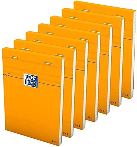 OXFORD Lot De 10 Bloc-Notes Orange A6 Petits Carreaux 5mm 80 Feuilles Agrafées Couverture Carte Enduite Orange