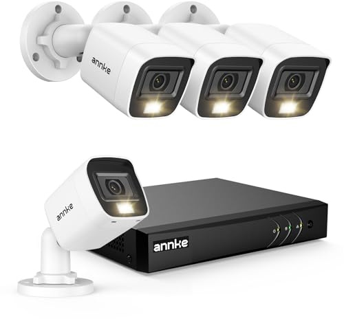ANNKE 8CH 3K Lite Wired Security Camera System, H.265+ DVR with AI Human/Vehicle Detection, 4X 1080p CCTV Bullet Cams, Smart Color Night Vision, Easy Remote Access, IP67, No Hard Drive Disk