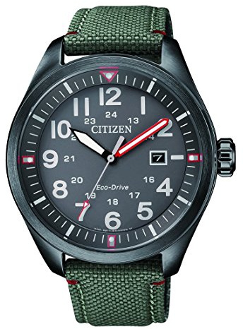 Citizen Reloj analógico de Cuarzo para Hombre con Correa de Nailon AW5005-39H, Gris, Pulsera