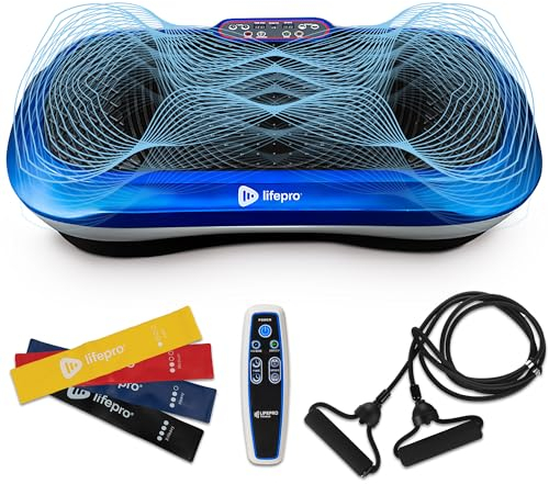 LifePro Vibratoria Máquinas de Ejercicios - Total Body Workout vibración Plataforma Fitness w/Bandas Loop - Inicio Equipo de Entrenamiento para la pérdida de Peso y tonificación Azul