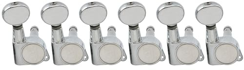 Wilkinson 6-in-line E-Z-LOK Mini Oval Button Guitar Tuners Machine Heads Tuning Pegs Keys Set for Fender Strat/Tele Electric Guitar, Chrome