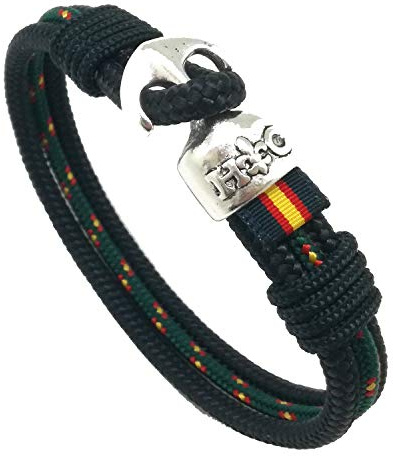 Hispania Colors Pulsera- Yacht azul marino, cierre de ancla y bandera de España. (Verde, 19)