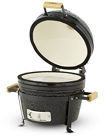 Tower T978531 Kamado Maxi Ceramic Charcoal BBQ with Durable Ceramic Body, Built-in Thermometer and Waterproof Cover, Black