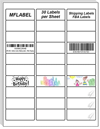 MFLABEL 1 x 2-5/8 Address Labels for Laser & Inkjet Printers 15,00 White Shipping Stickers(50Sheets,30/Sheet)+48 Free Fragile Stickers | Easy to Peel,Mailing Labels for Packages, Shipping