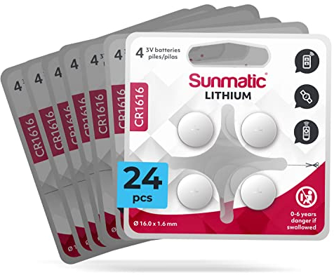 CR2032 - Set da 24 | Sunmatic | Batterie al Litio a Bottone CR 2032 da 3V - Lunga Durata