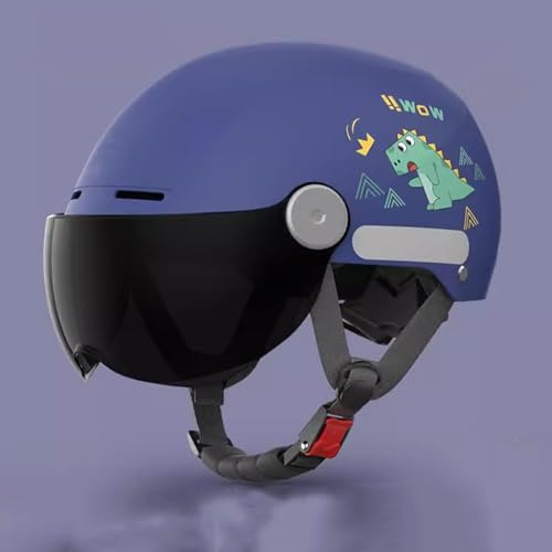 QJWMatic Demi-Casque De Moto pour Enfants Casque Ouvert Rétro Léger Jet avec Visière pour Garçons Et Filles De 3 À 16 Ans D,48-58CM