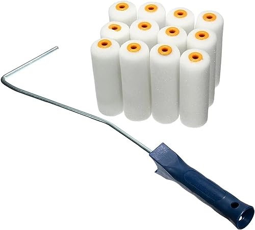 SFQEVHRZ Paint Rollers，Facade Roller， 13Pcs 100mm Craft Paint Foam Rollers Decorators Brush Smooth Tools + Handles Painting Decorating Painting Tool set