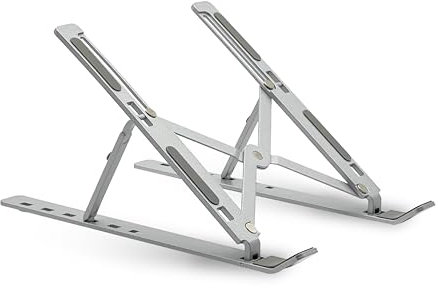 groov e Portable Laptop & Tablet Stand - Foldable Computer Stand for Desks with Height and Angle Adjustment - Non-Slip Pads, Ergonomic Design - For Laptops, Tablets and Devices Up To 15.6 - Silver