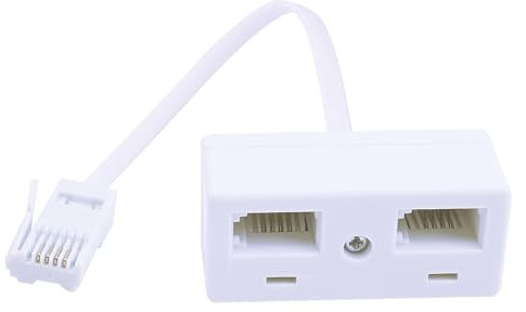 Splitter telefonico BT a 2 vie, adattatore telefonico britannico RJ11 da una spina maschio a 2 femmina, convertitore per telefono fisso britannico, adattatore per telefono fax