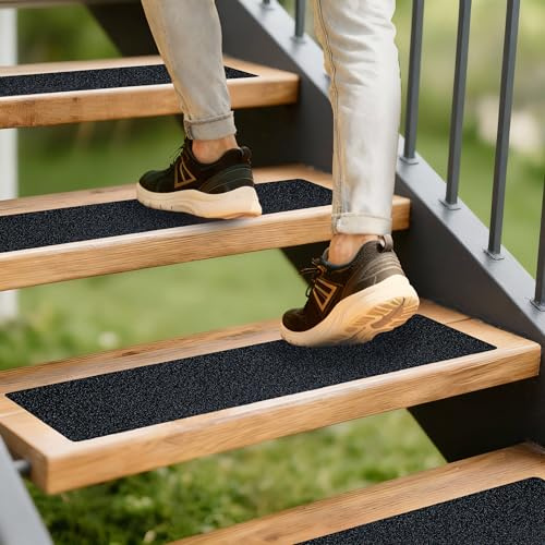 LifeGrip Anti Slip Traction Treads (5-Pack), 6 inch X 32 inch, Best Grip Tape Grit Non Slip, Outdoor Non Skid Tape, High Traction Abrasive Adhesive for Stairs Step, Black