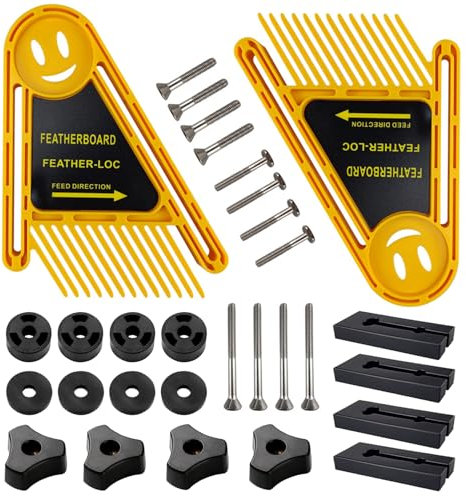 Planches à Plumes Doubles Kit, Défonceuse sur Table, 21 × 16.5 cm Plaque à Ressort de Scie Circulaire, Outil de Menuiserie Multifonction, pour Scie de Table, Routeur, Table, Clôture (Jaune)